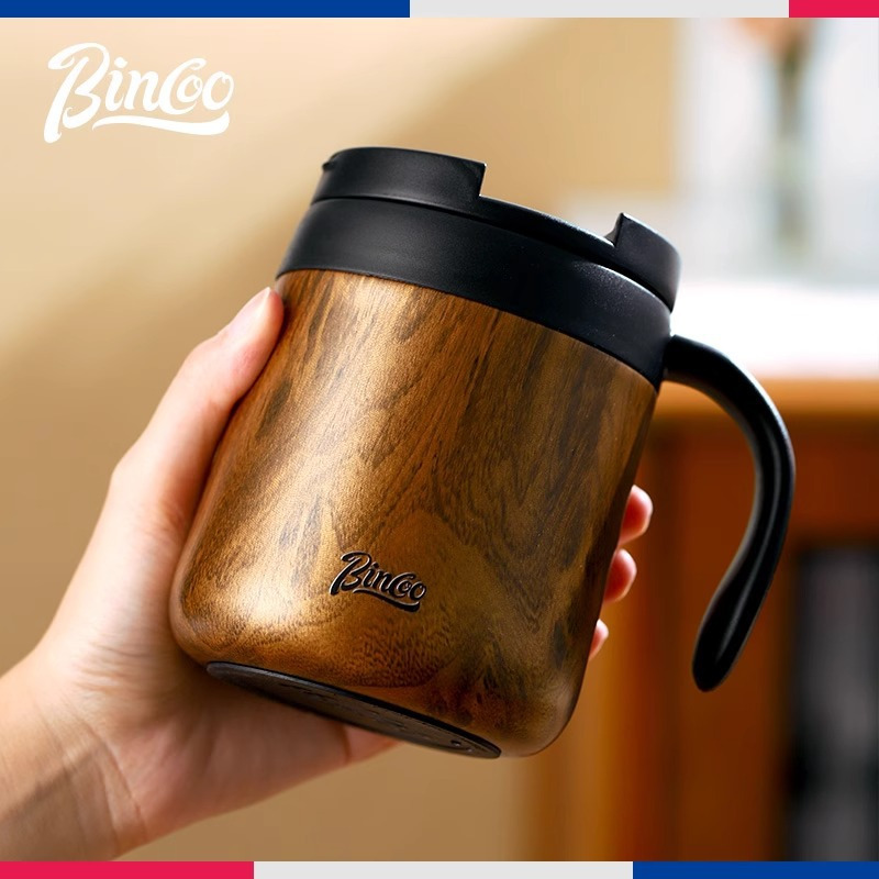 

Bincoo Steel Insulated Mug, Wood , And Lid For Hot And Beverages, For And Use