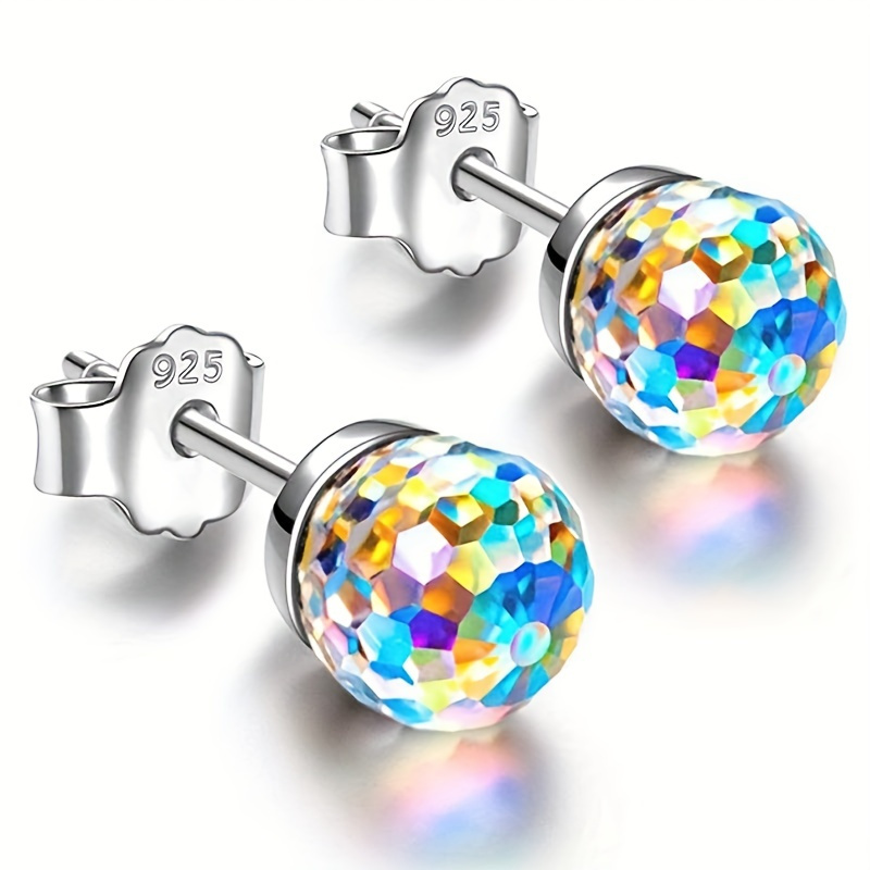 

Elegant Crystal & Sterling Silver Stud Earrings - Hypoallergenic, Perfect Gift For Women And Girls On Any Occasion