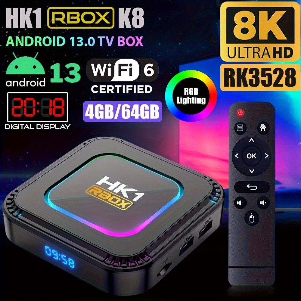 new   android 13 0 8k 64gb uhd media stream player support wifi6     hk1 rboxk8  