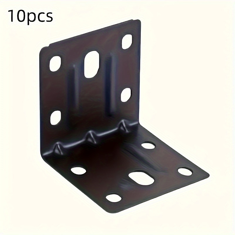 TEMU 10pcs 5.0 * 5.0cm Black And White Stainless Steel Corner Code, 90 Degree Right Angle Holder, Cabinet, Bathroom Furniture Accessories