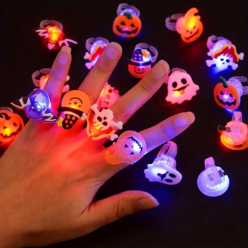 

Led Light Halloween Ring Light Up Pumpkin Ghost Party Ring Gift, Halloween Christmas Party Decoration Home Horror Prop Supplies Halloween Gift