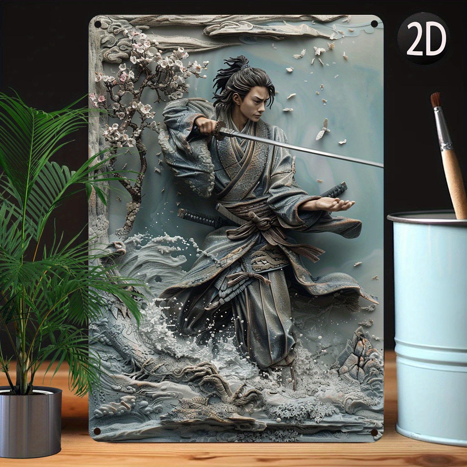 

8x12 Inch (20x30cm) 100% Aluminum Metal Sign: Japanese Samurai Warrior - Moisture Resistant, Durable, And Versatile For Home Decor