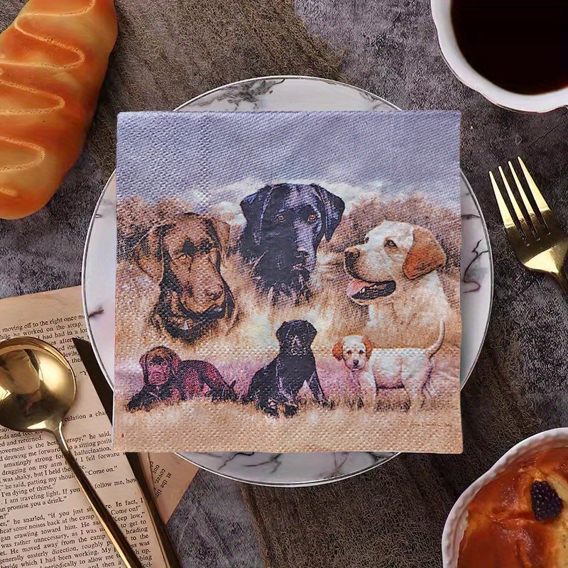 

20-piece Dog Print Napkins 10"x10" - Soft, 2-ply Tissue For Weddings, Garden Parties & Tea Events