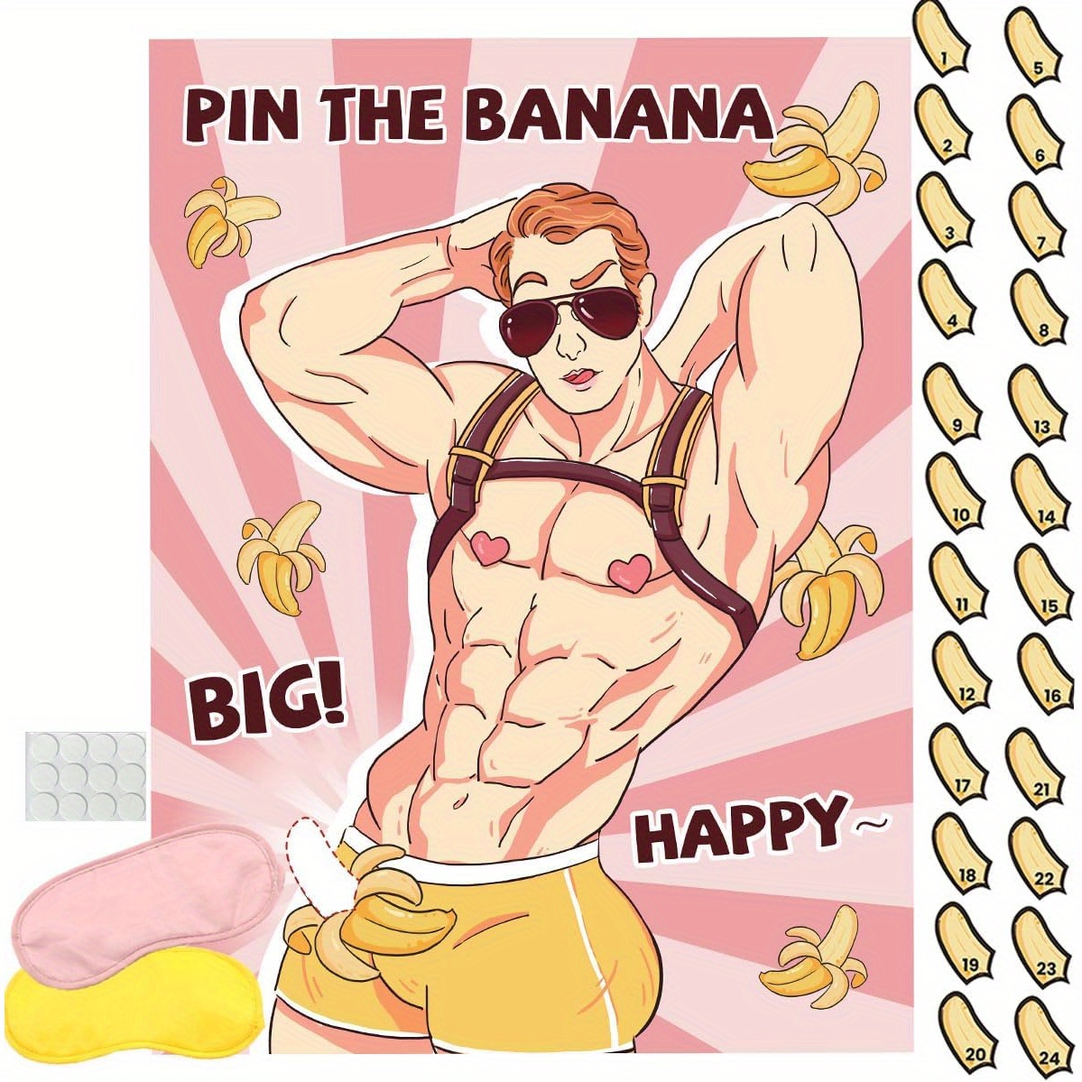 

Bachelorette Bash: Hilarious 'pin The Banana On The ' Party Game - 24 Players, Includes Eye Masks & Stickers, Perfect For Bridal Showers, Engagement Parties & Girls Nights