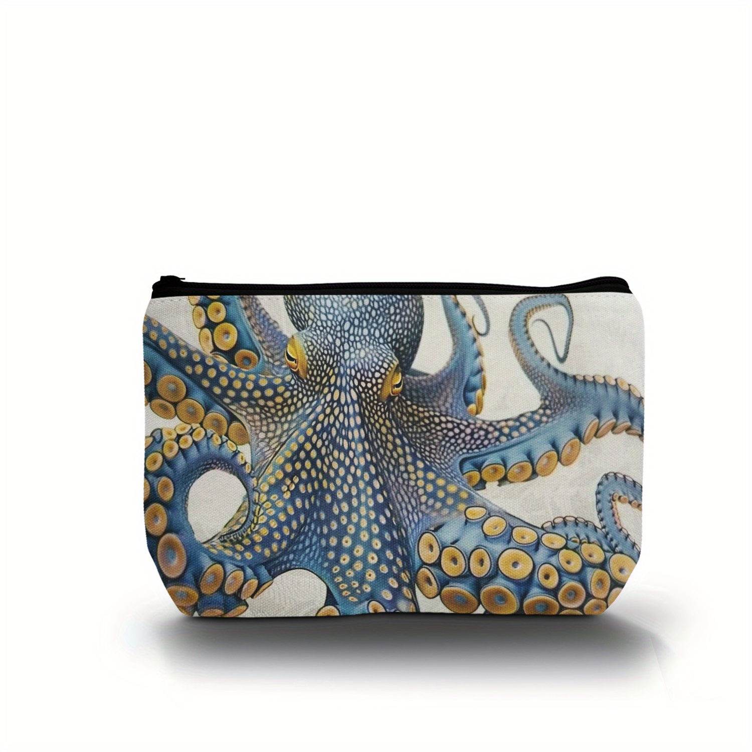 

1pc Vintage Octopus Pattern Bag, Zipper Versatile Storage Bag, Makeup Pouch