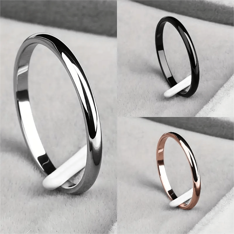 

3 Pcs/set 2mm Tungsten Steel Minimalist Rings - Smooth Design For Daily Wear - Perfect Jewelry Gift For Him