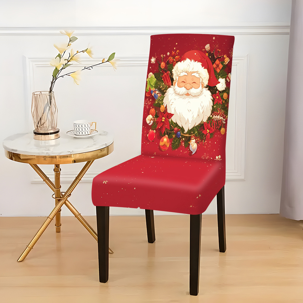 

2/4/6pcs Modern Christmas Themed Dining Chair Covers - Stretchy Polyester, Stain-resistant, Machine Washable, Perfect For Holiday Home Decor