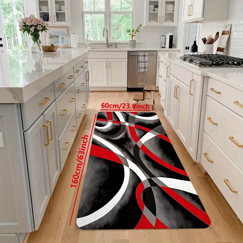 TEMU 1pc Jit Modern Abstract Kitchen Rug, Polyester, Non-slip, Soft, Machine Washable Floor Mat For Kitchen And Bathroom Decoration, Circular