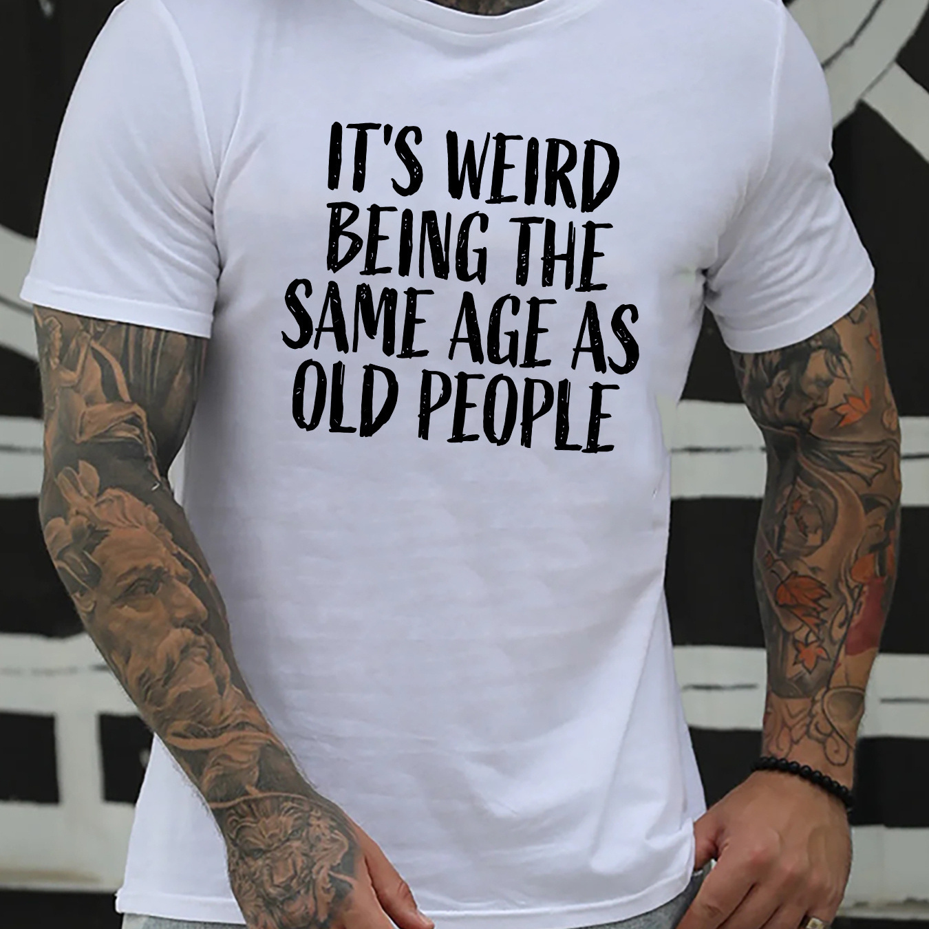 

1 Pc, 100% Cotton T-shirt, Being The Same Age As Old People Print T Shirt, Tees For Men, Casual Short Sleeve T-shirt For Summer
