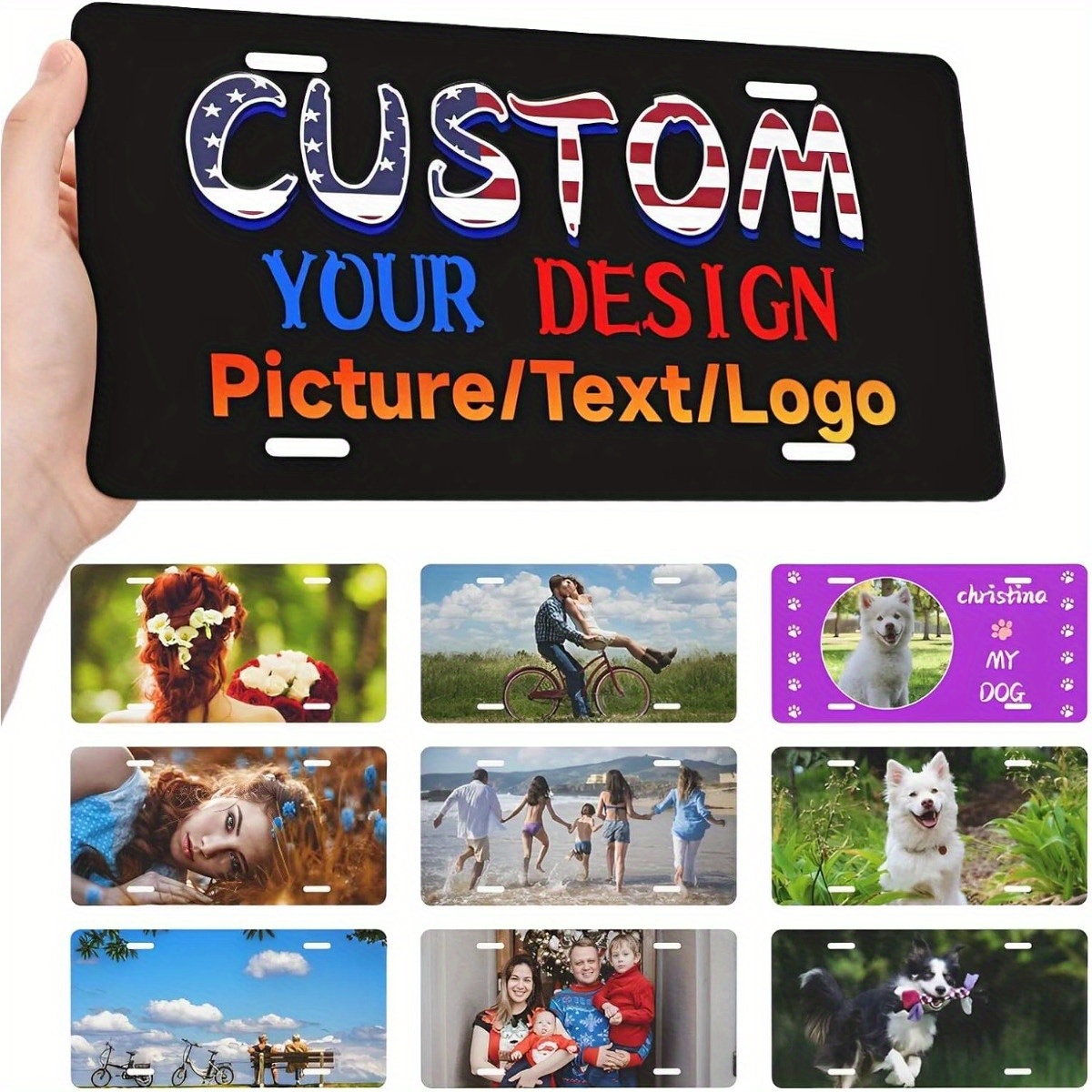 

Custom Aluminum License Plate - Personalize With Your Image & Logo, Durable Car Tag For Front Of Vehicle, 6"x12 Car Tag Frames For License Plate Decorative License Plate