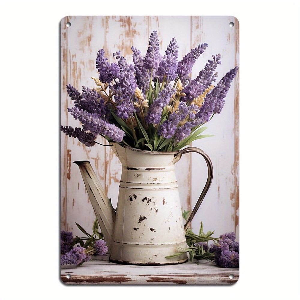 

Vintage Lavender Bouquet Aluminum Sign - Reusable, Pre-drilled, Weatherproof Decorative Metal Plaque For Home & Garden, 8x12 Inch - Ideal For Adults 14+