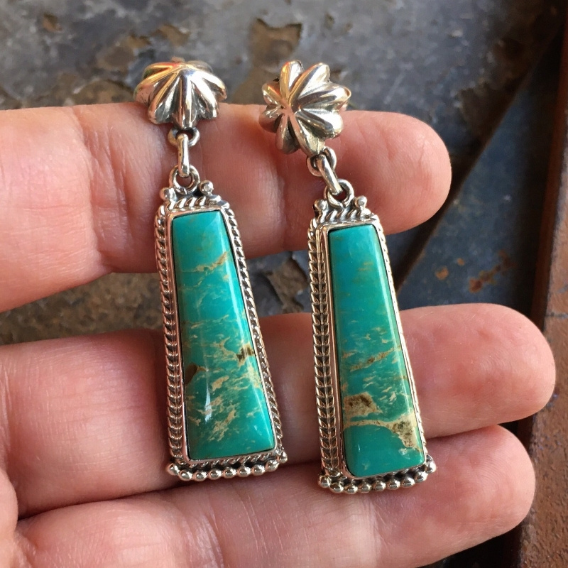 

Retro Bohemian Style Set With Turquoise Drop, Hook Earrings, Jewelry, Party Gift 1 Pair