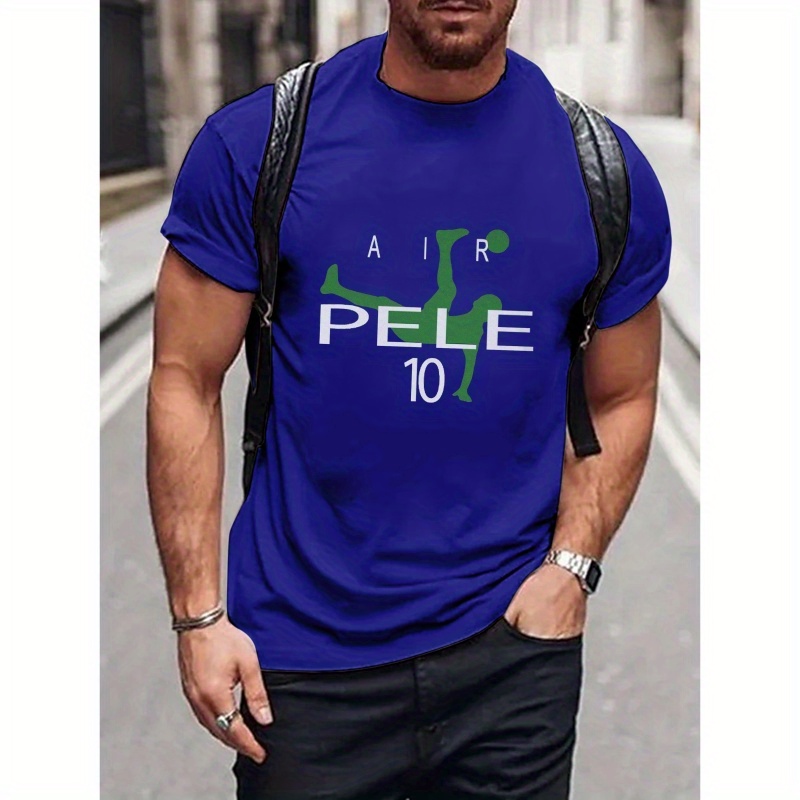 

Player Silhouette Print Short Sleeved T-shirt, Casual Comfy Versatile Tee Top, Men's Everyday Spring/summer Clothing