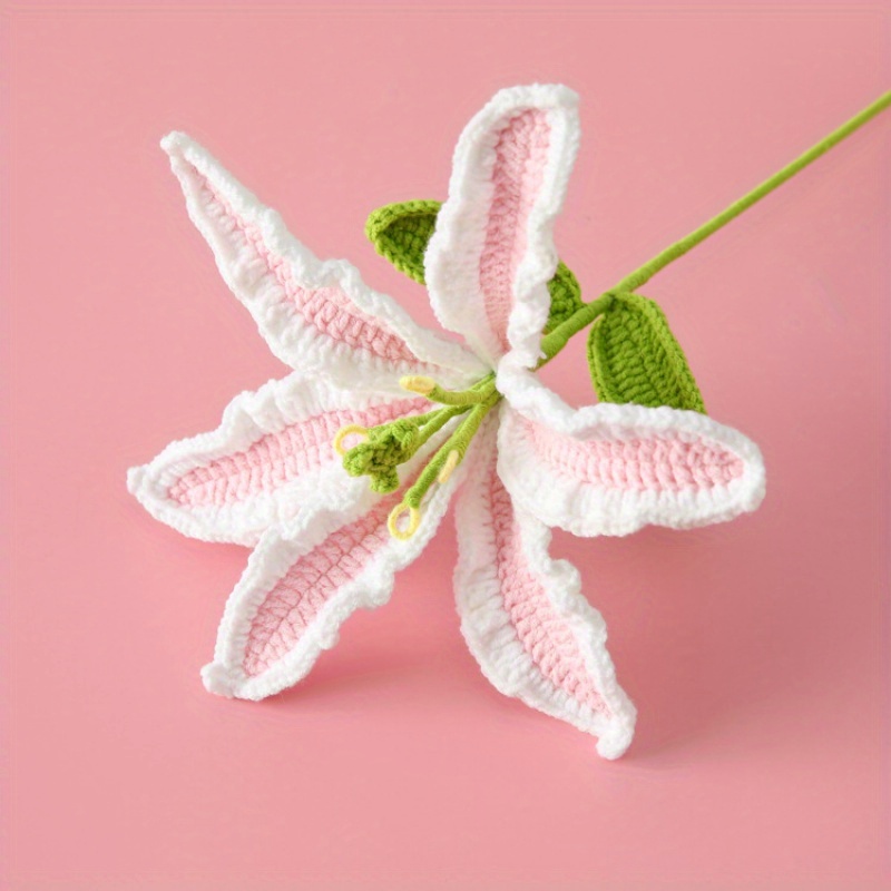 TEMU Artificial Preserved Gradient-colored Lily Flower Stems, Hand-woven Knitted Finished Product Gift