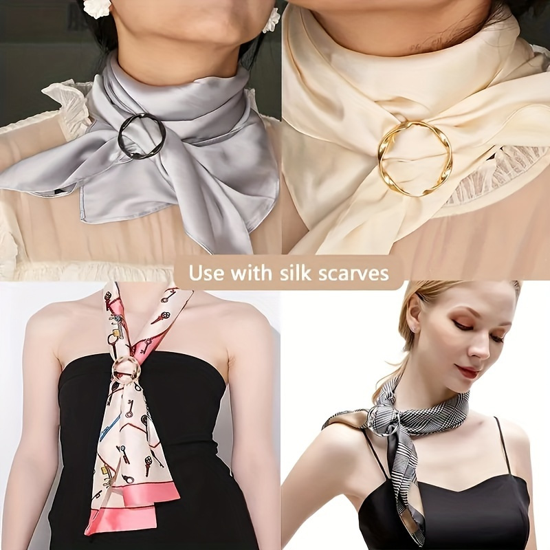 5 Pcs Shirt Ring Clips For Women - Gold & Silver Scarf Clasps, Clothing Cinch Buckles
