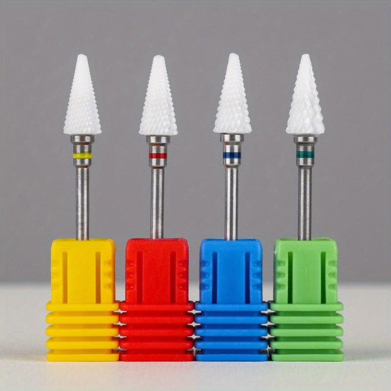 4pcs Ceramic Milling Cutters For Manicure, Removing Gel Polish Nail Drill Bits Umbrella Shape Electric Equipment Tools