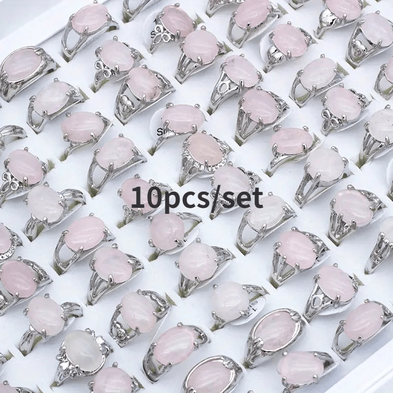 

Powder Crystal Women's Jewelry Ring 10pcs - Color, Size And Shape Random - Opp Bag Packaging