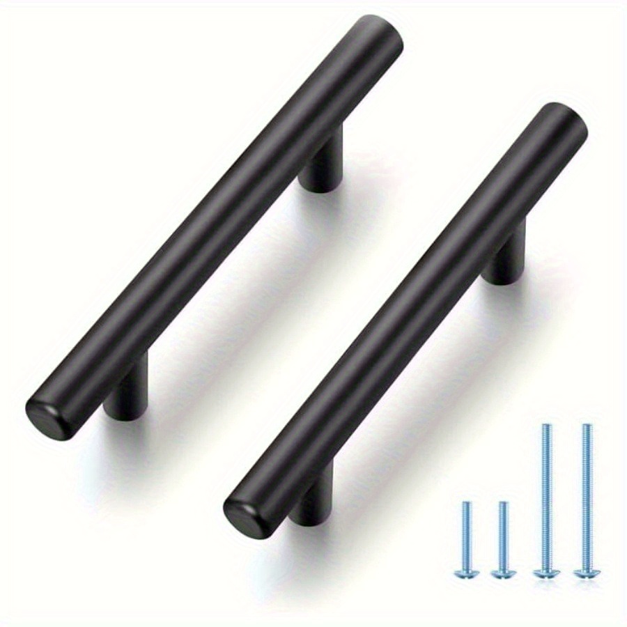 

30/60 Pack 6 Inch Cabinet Pulls Kitchen Cabinet Handles With 3-3/4 Inch Hole Center Matte Black Cabinet Hardware Stainless Steel Kitchen Drawer Pulls For Cabinets Cupboard, 96mm Hole Centers