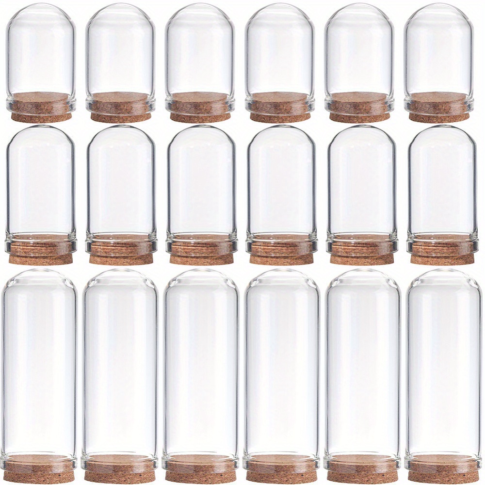 

12-pack Transparent Glass Cloche Bell Jar Display Cases With Cork Bases - Miniature Glass Display Domes For Decor, Storage, Party Favors, And Crafts (3 Sizes)