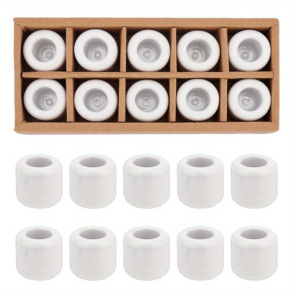 1 Set 10pcs Porcelain Candle Holders Round Candlestick Base White 3.2 X 3.25cm Inner Diameter: 1.75cm