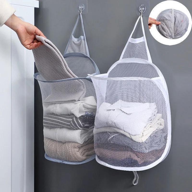   hanging laundry hamper polyester rectangle breathable laundry basket with handle versatile wall mounted clothes organizer for bathroom and   rooms details 0