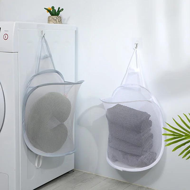   hanging laundry hamper polyester rectangle breathable laundry basket with handle versatile wall mounted clothes organizer for bathroom and   rooms details 2