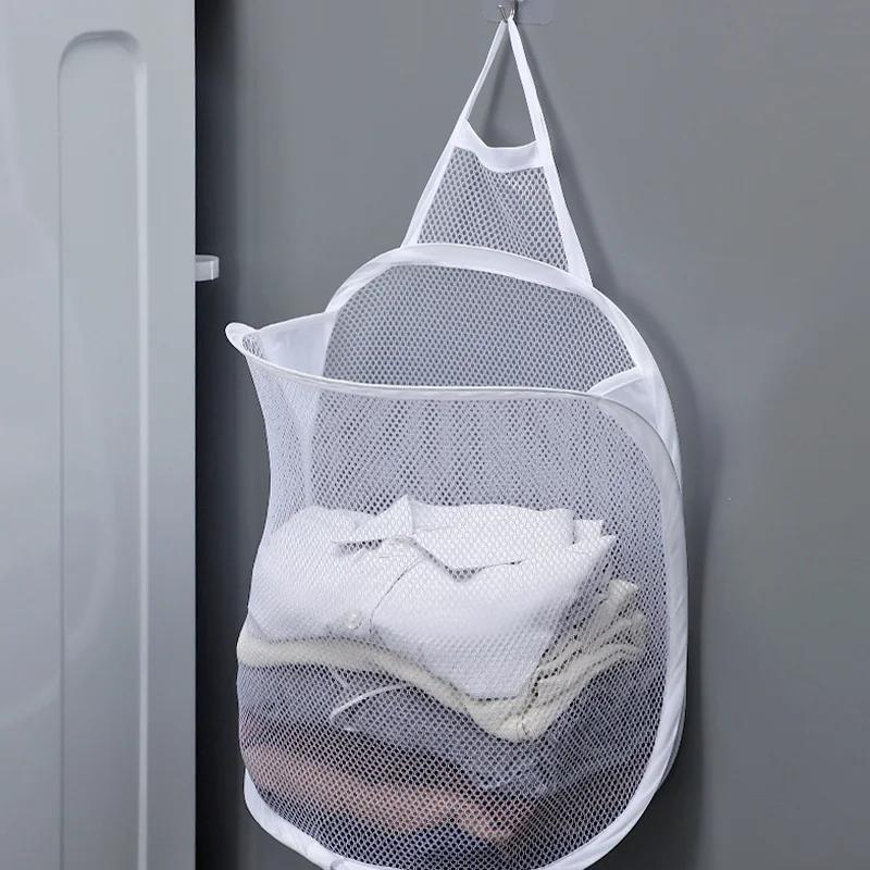   hanging laundry hamper polyester rectangle breathable laundry basket with handle versatile wall mounted clothes organizer for bathroom and   rooms details 7