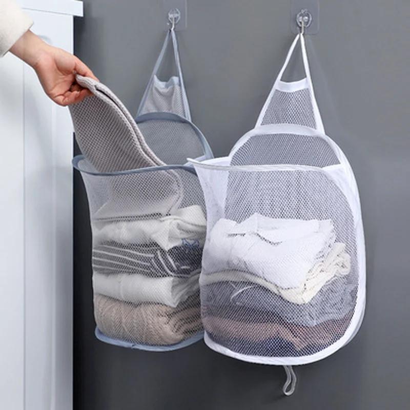   hanging laundry hamper polyester rectangle breathable laundry basket with handle versatile wall mounted clothes organizer for bathroom and   rooms details 8