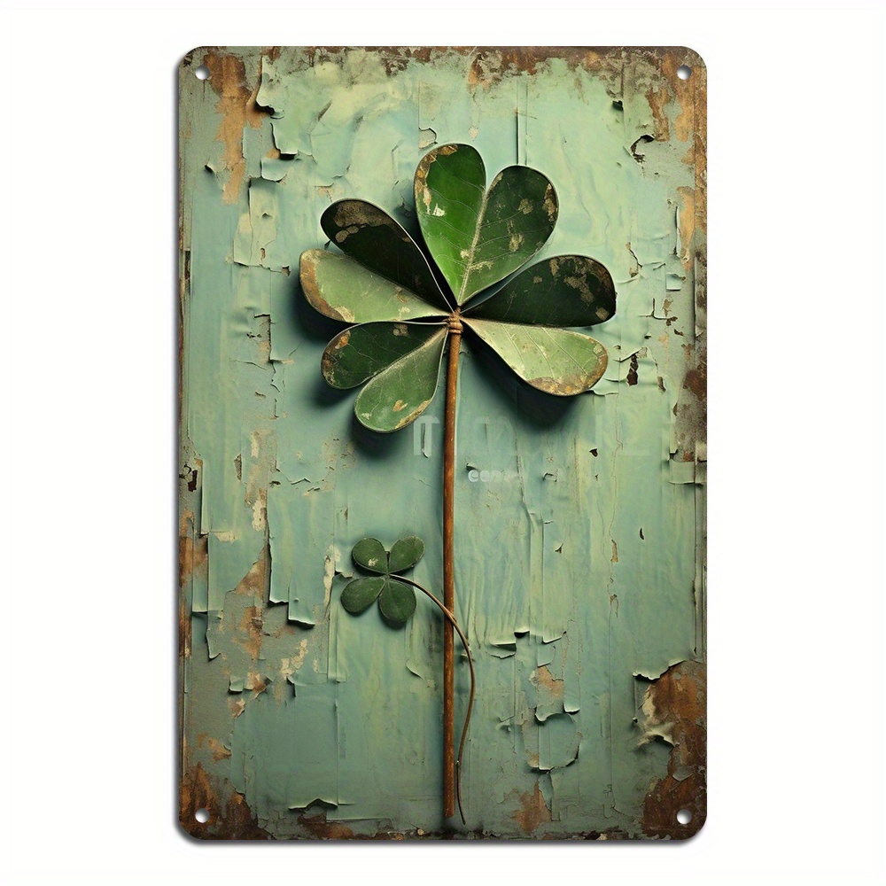

Four-leaf Clover Aluminum Wall Sign - 8x12 Inch | Easy Install, Perfect For Home Bar, Cafe, Or Living Room Decor | Great Gift Idea