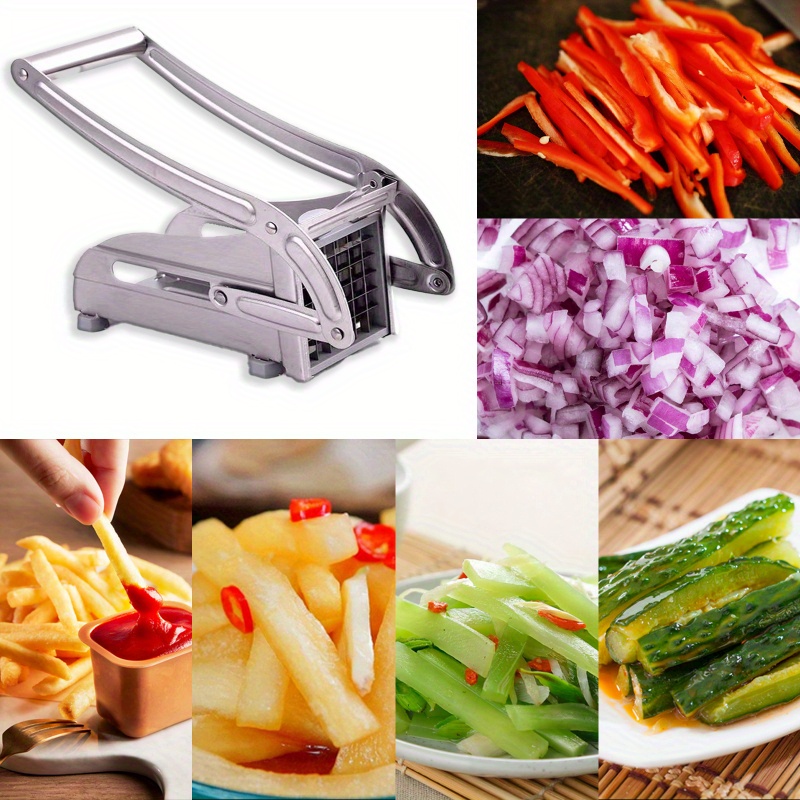 

Stainless Steel Manual Vegetable & Potato Slicer Set - Perfect For French Fries, Onion Chips & More - Ideal Kitchen Gadget For Healthy Snacks