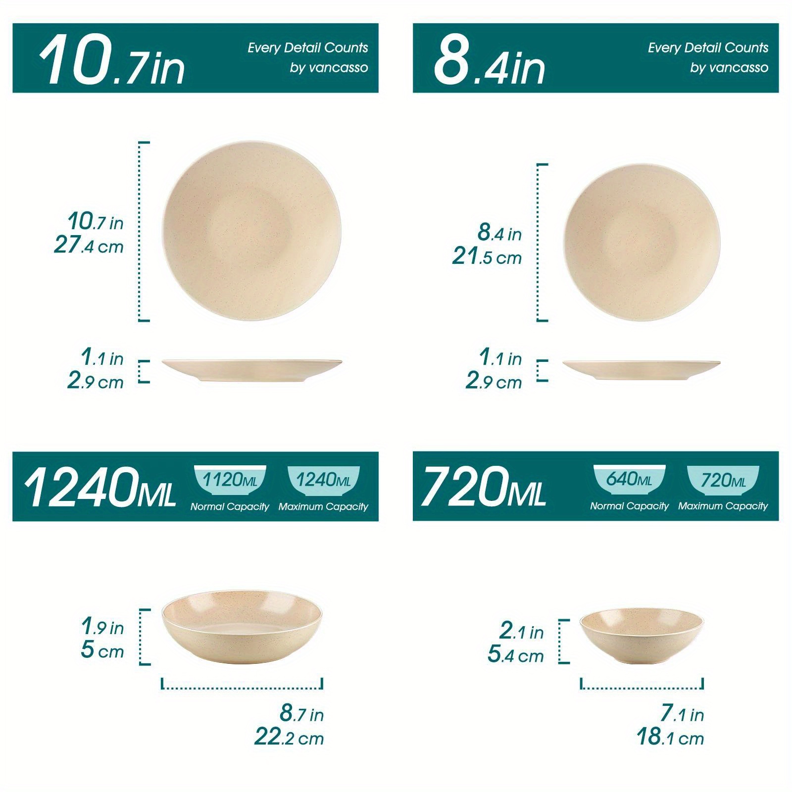 16pcs Beige Embossed Stoneware Tableware Set With Dinner/dessert/soup Plate Bowl Service For 4