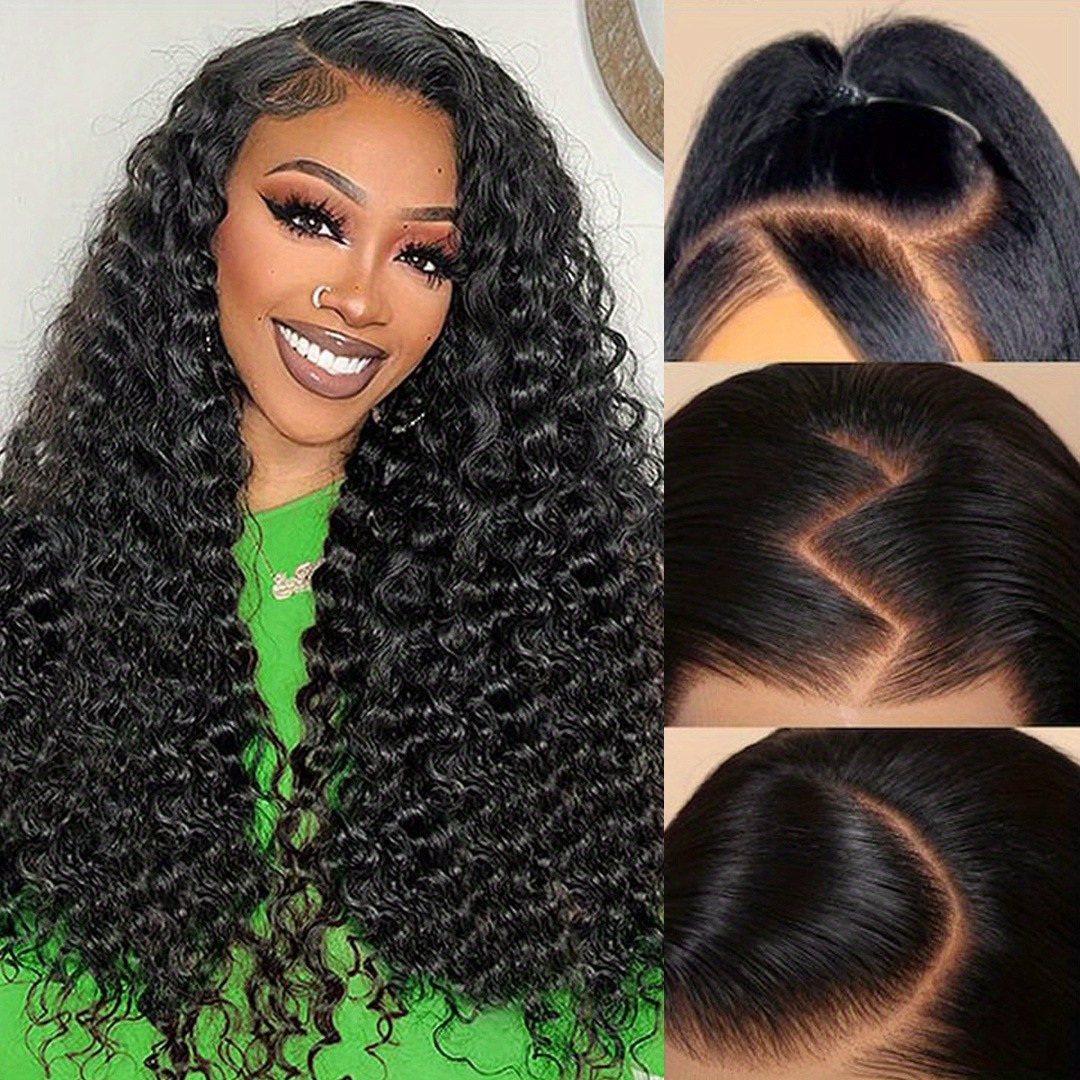 

13x6 Ready To Wear Glueless Deep Wave Wigs Human Hair Pre Plucked Pre Cut 250 Density 13x6 Pre-everything Deep Water Curly Lace Front Wig With Pre Bleached Knots