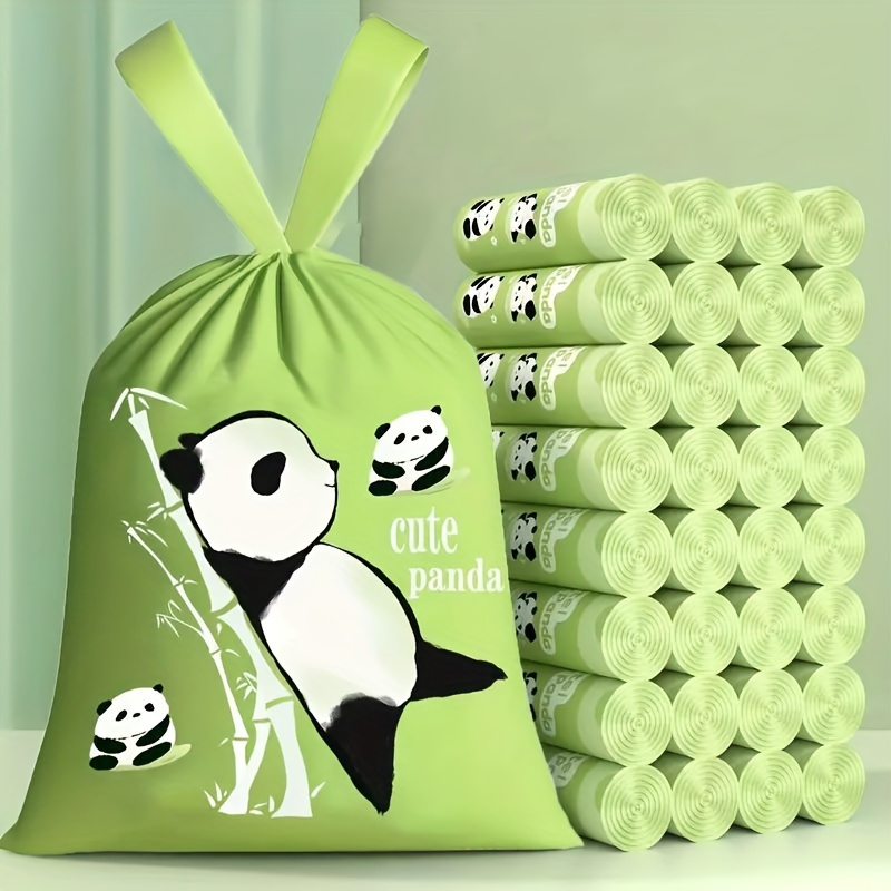 cute panda adorable tear resistant drawstring trash bags   auto   for home office waste perfect multipurpose rubbish solution details 0