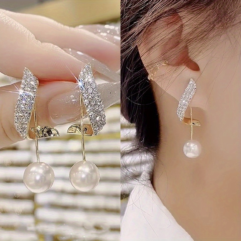 

1 Pair Fashionable Grace Simplicity Imitation Pearl Tassels Dangle Drop Earrings Women Banquet Jewelry