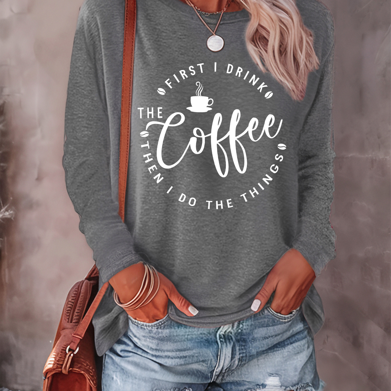 

Trendy , Women's Casual Long Sleeve T-shirt With - Crew Neck, Stretchy & Machine Washable For Fall/winter