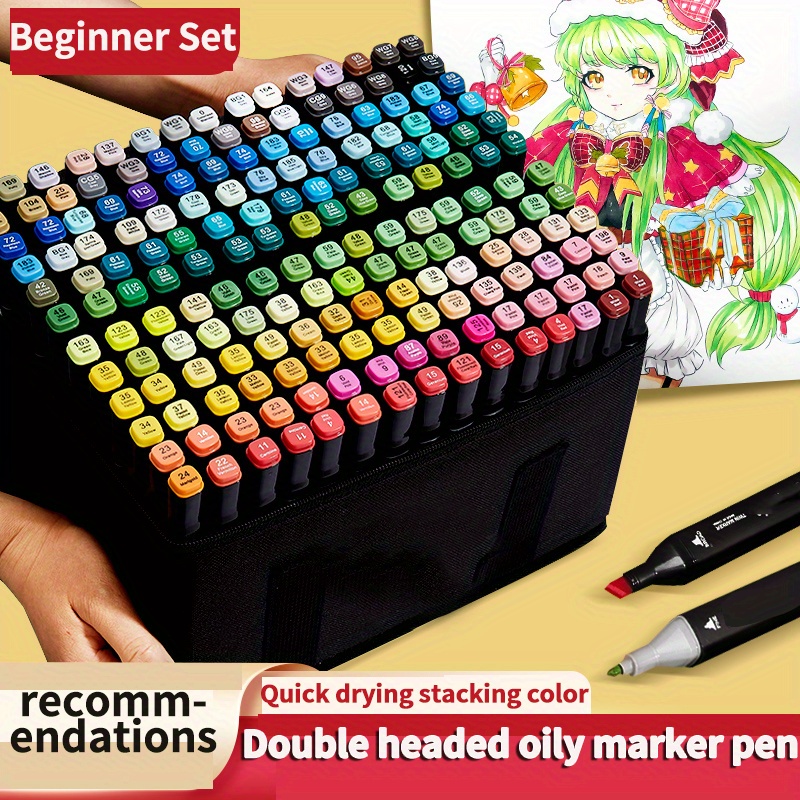 

Alcohol Marker Pen, 60 Colors Double-ended Art Marker Pen, Suitable For Children And Adults Coloring, Sketching And Painting, With Carrying Bag Christmas, Birthday Gift