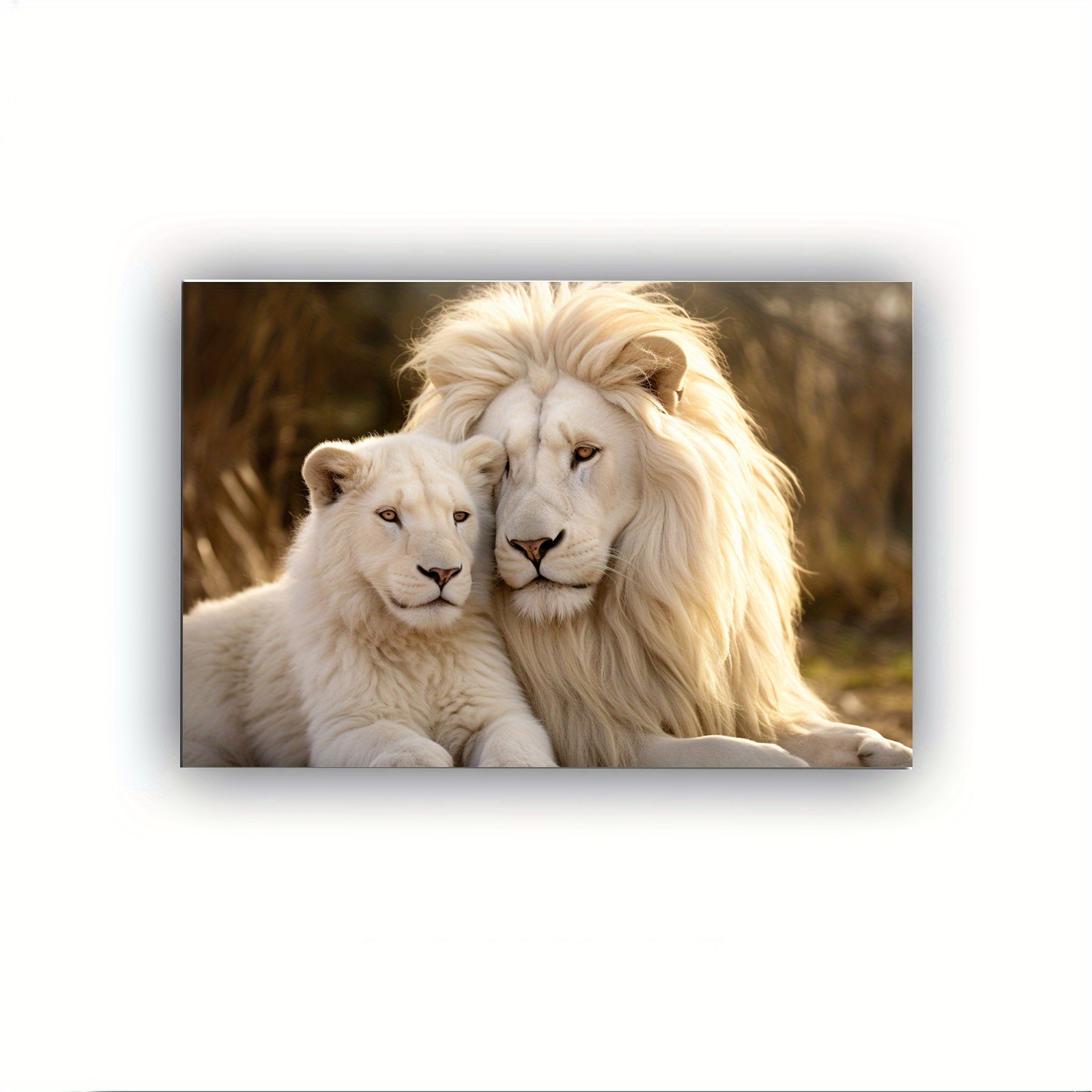 

1pc Wood Frame Wall Painting Ready To Hang Head Of White Lion Love Poster Room Decor Art Stretched And Frame Ready To Hang Picture Room Decor Art Stretched And Frame Ready To Hang - Frame