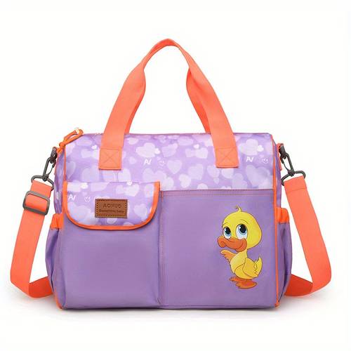 stylish insulated parent bag with cute large capacity multi functional diaper and essentials tote with aluminum foil lining adjustable shoulder strap and multiple compartments for easy organization commuting shoulder bag cute animal design aluminum foil insulation bag