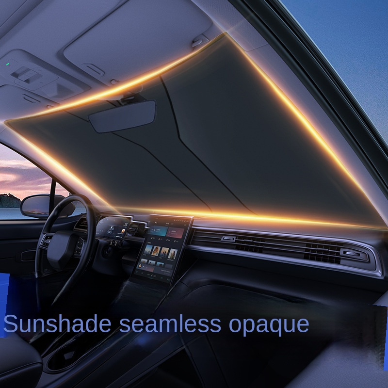 

1pc Car Sunshade Front Windscreen Sunshade With Sun Protection And Heat Insulation Car Interior Titanium Silver Sunshade