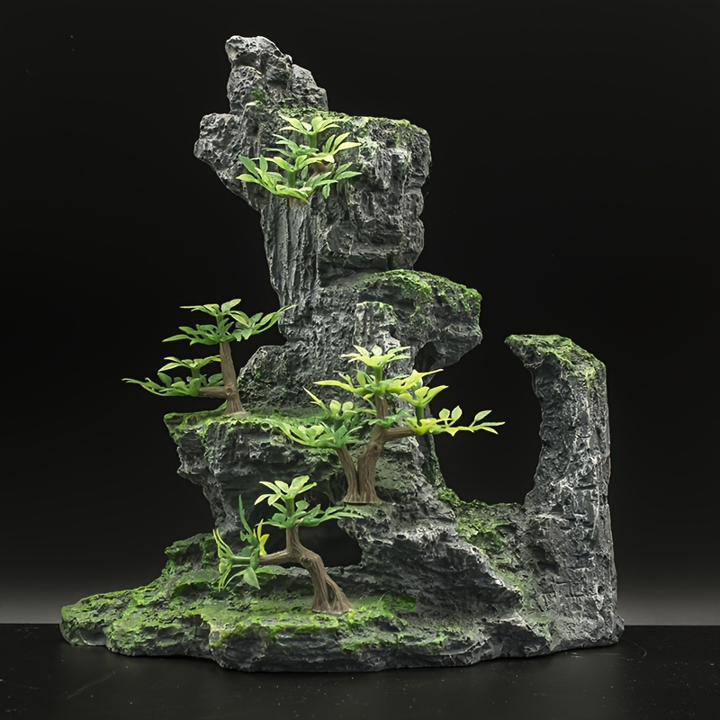 *. Realistische knstliche Berg-Aquarium-Dekoration - Lebendige knstliche  Wasserpflanzen-Ornament, bezaubernde kreative Landschaft,  Miniatur-Imitationsberg fr Aquarium