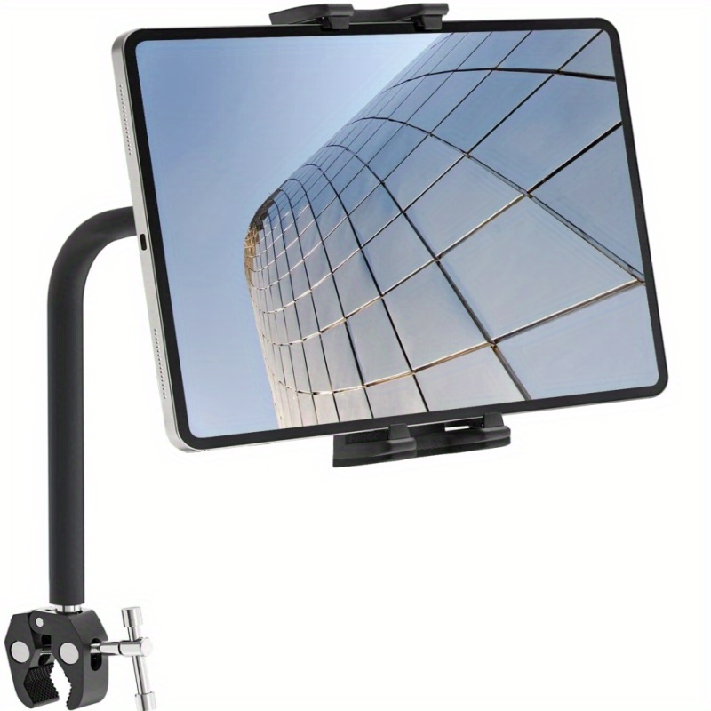 

Gooseneck Tablet Holder For Bike - Long Arm Mount Stand For Treadmill Exercise Flexible Indoor Stationary Gym Handlebar Compatible With Ipad Pro Mini 4.7-12.9" Tablets Cellphones