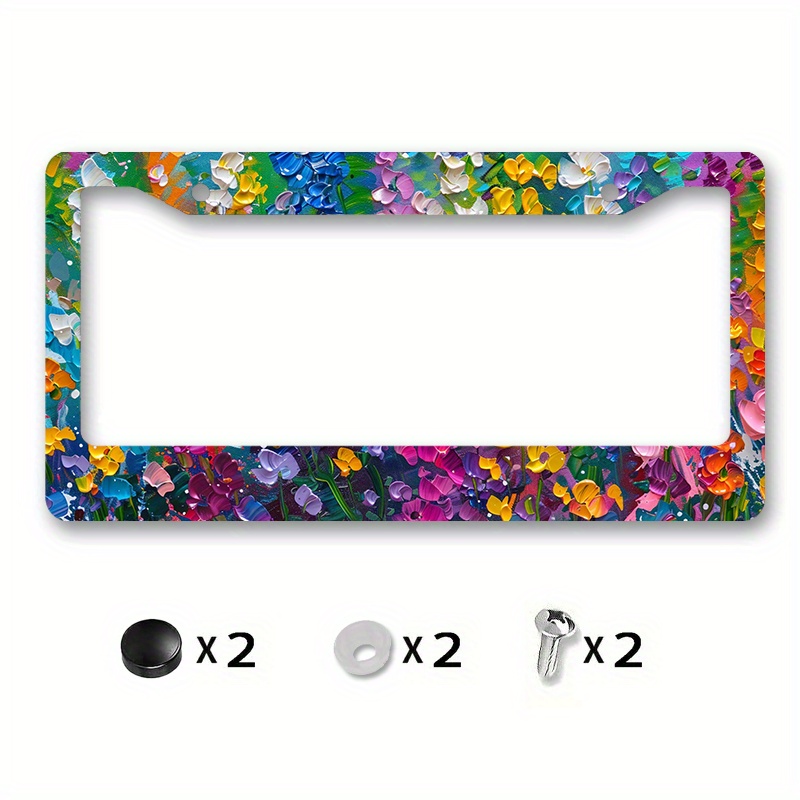 

1pc Decorative Metal License Plate Frame - Water Resistant, Rust Proof Car Accessory With Kit