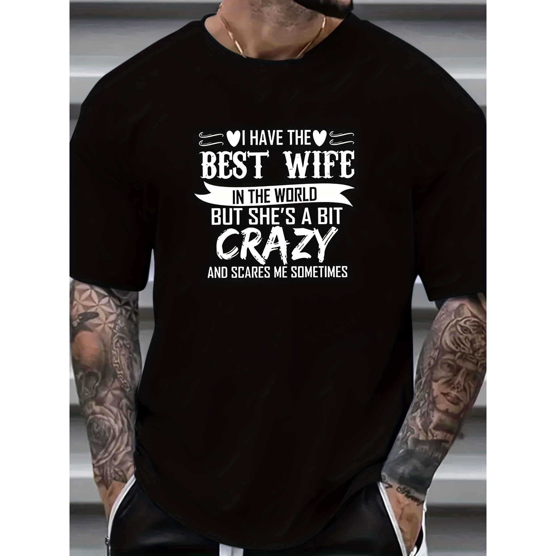 

Men's 'i Have The Best Wife' Casual Tee - Summer Loose Fit T-shirt, Perfect Gift For Him