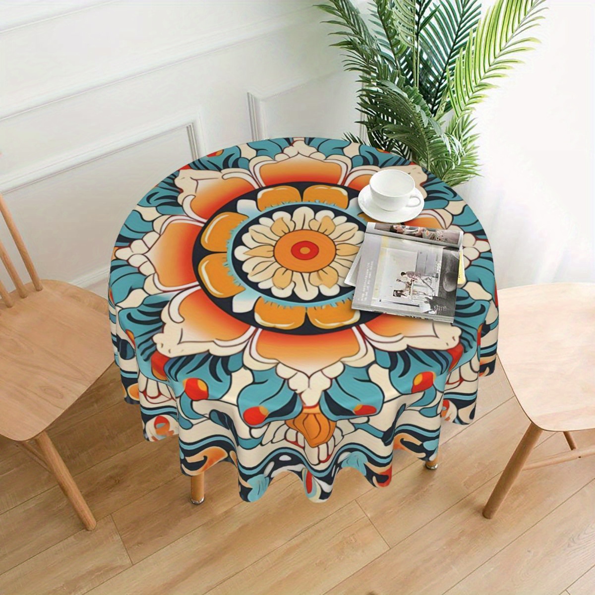 

1pc Round Polyester Tablecloth - & Oil-, - Dining Table For , For Picnics, Weddings, And Parties