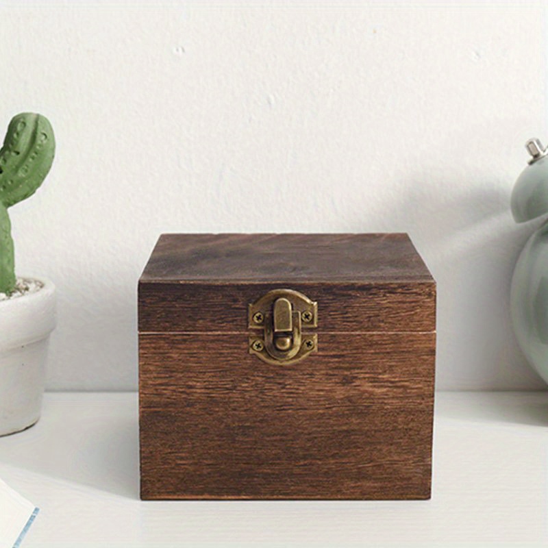E-shop 1 Stück Vintage Sechseckige Holz Schmuckbox mit Klappdeckel - Holz Schreibtisch-Organizer geeignet für Ohrringe, Ringe, Ketten - Kompakte