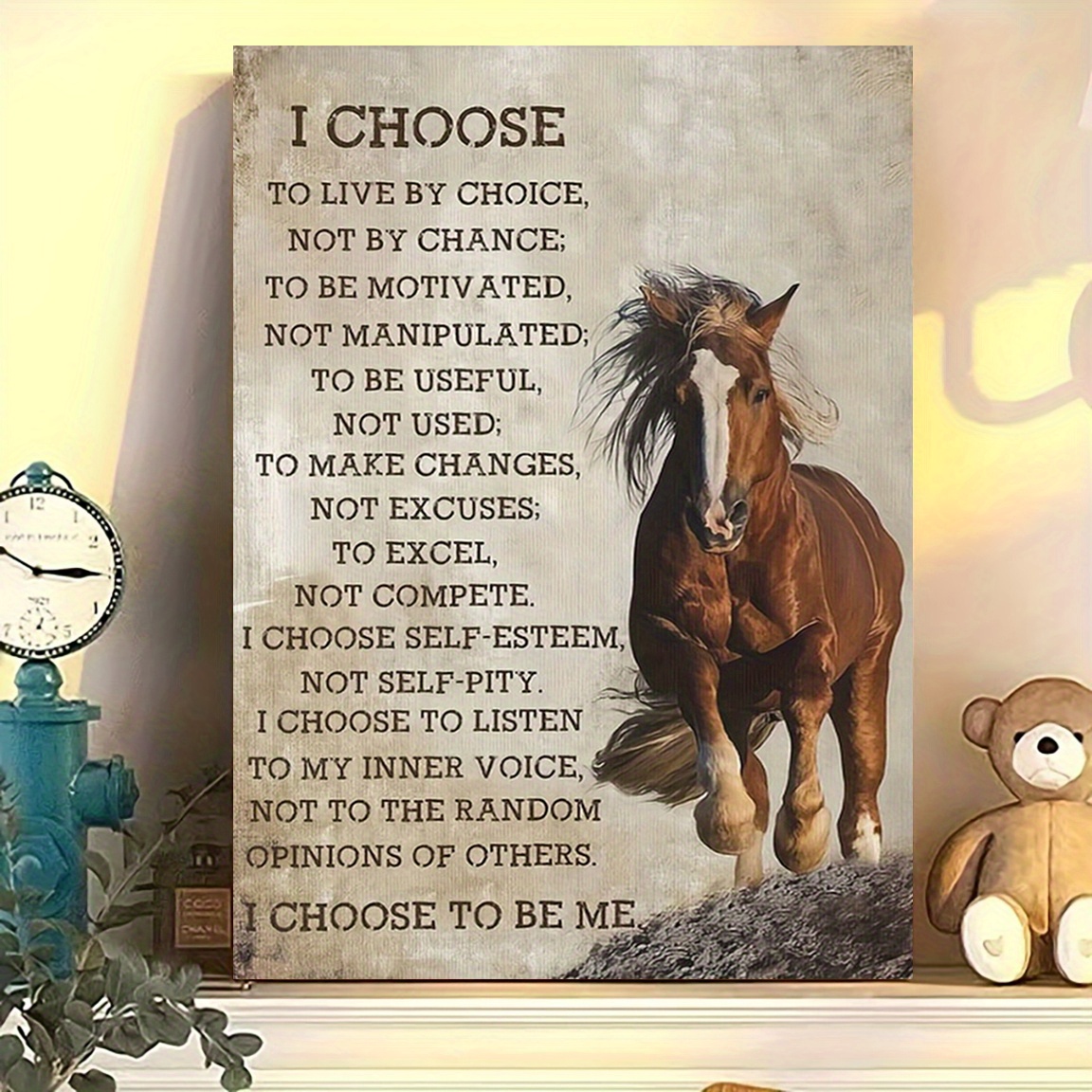 

Inspirational Horse Canvas Wall Art Poster, 1pc Vintage Brown Motivational Quotes, Creative Frameless Decorative Painting For Home Bedroom Living Room Kitchen Bathroom, Cafe Office Decor, 12x16 Inch