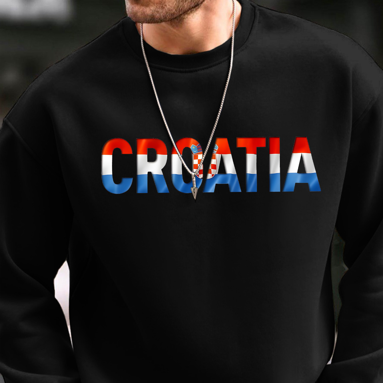 

Croatia Print Men's Casual Neck Sweatshirt, Regular Fit, Trendy And Comfortable Outfit For Fall/ Winter