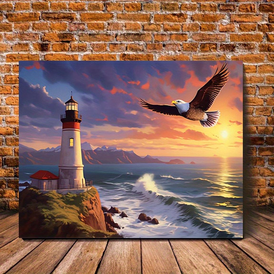 

Lighthouse Landscape Canvas Art Print, 12x16" - Frameless Wall Decor For Living Room, Bedroom, Office, And Bathroom