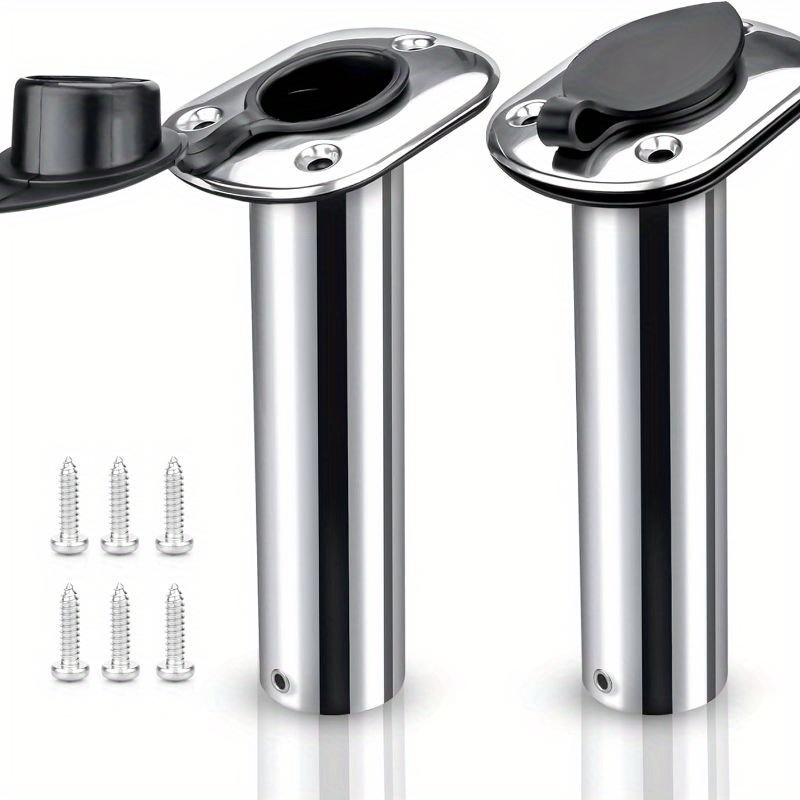 TEMU Fishing Rod Holders, 2pcs Flush Mounting Fishing Rod Holders With Rubber , Liner And Gasket (screws Included) 15 Degrees