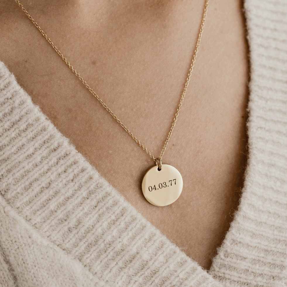 TEMU Customized Stainless Steel Round Plate Necklace That Does Not Fade, Fashionable And Personalized Accessories, Trendy Matching Accessories, Diy